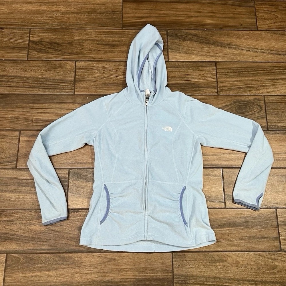 The North Face Fleece Jacket Women Large Light Blue Full Zip Hooded